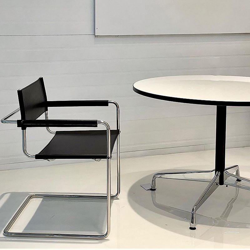 Contemporary Style Dining Arm Chair Metal Open Back Dining Chair