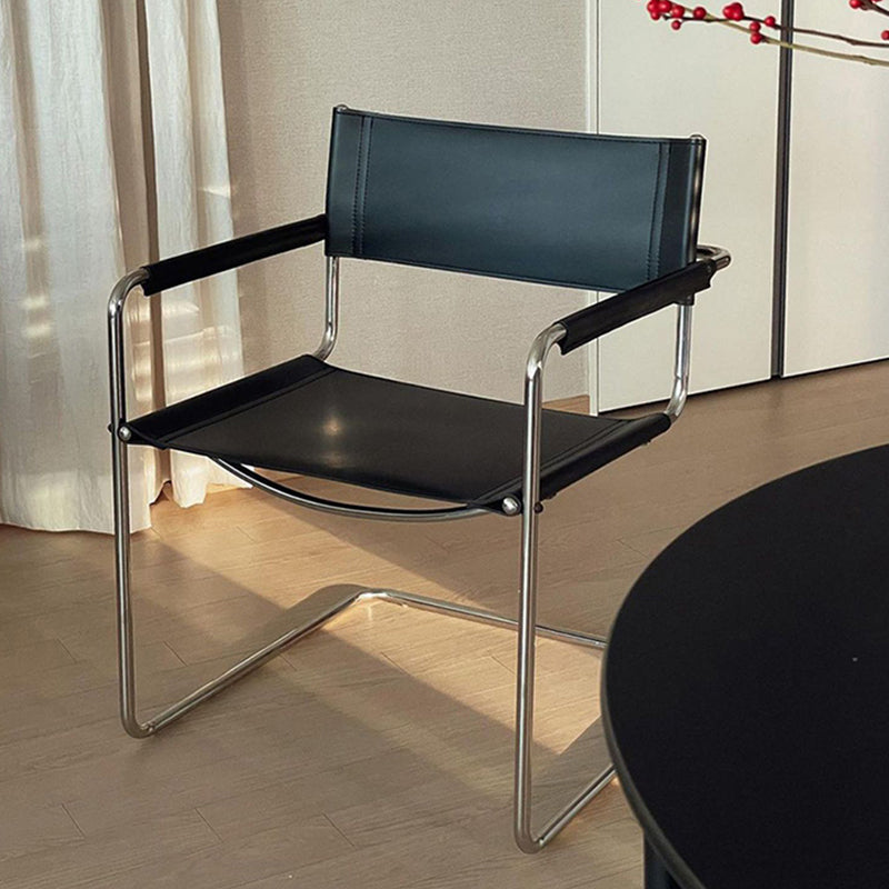 Contemporary Style Dining Arm Chair Metal Open Back Dining Chair