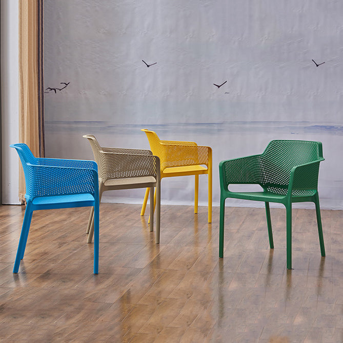 Modern Style Dining Chair Arm Dining Chair with Plastic Legs for Kitchen