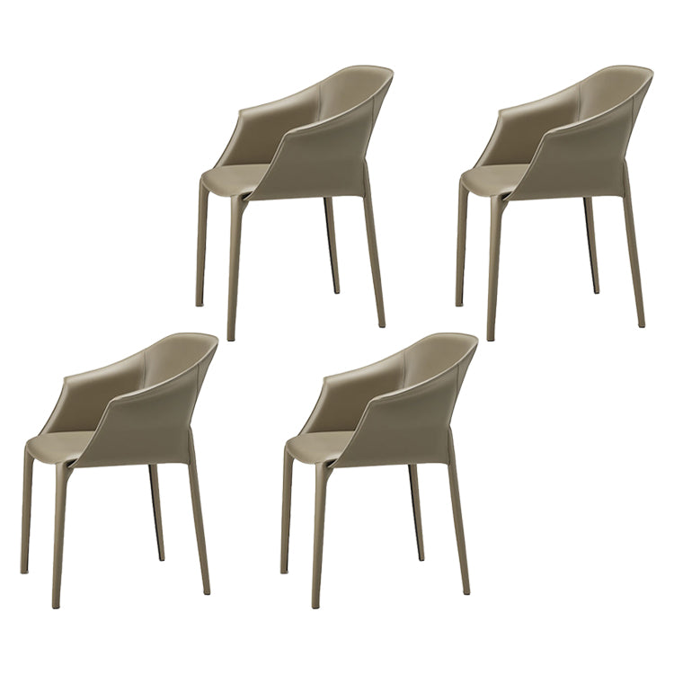 Modern Upholstered Dining Chair Faux Leather Arm Chair for Home