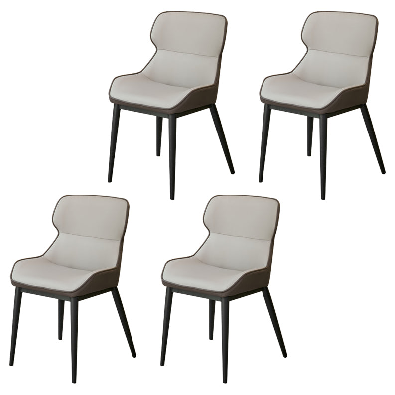 Modern Dining Room Chair Faux Leather and Metal Side Chair for Home