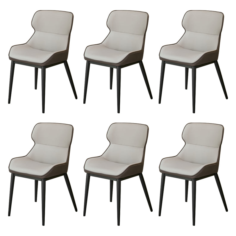 Modern Dining Room Chair Faux Leather and Metal Side Chair for Home