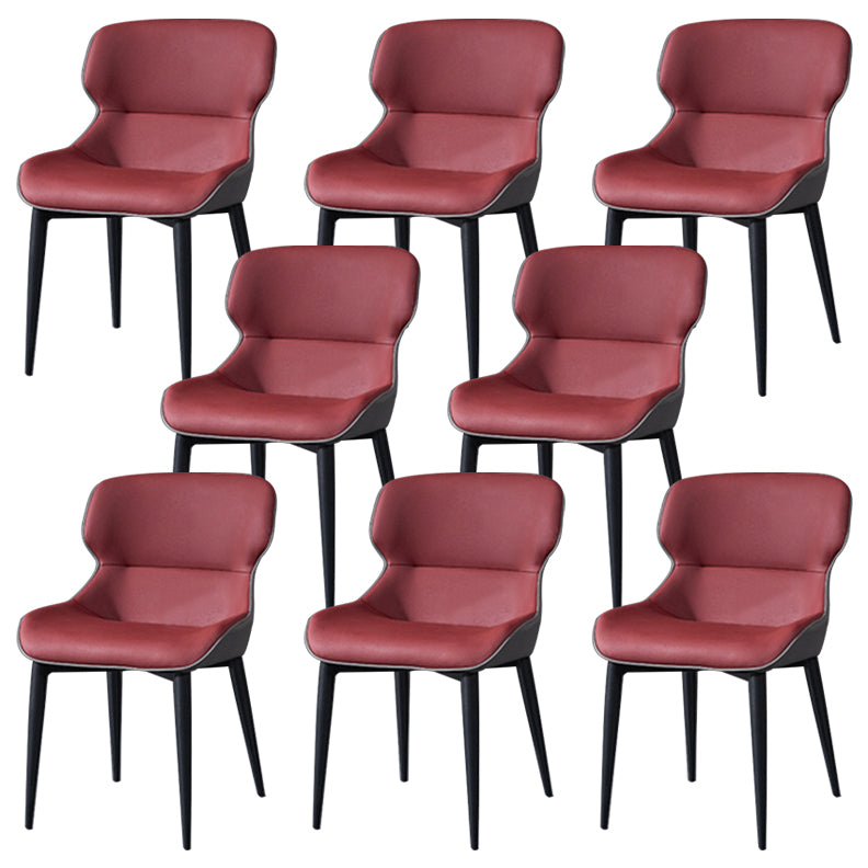 Modern Dining Room Chair Faux Leather and Metal Side Chair for Home