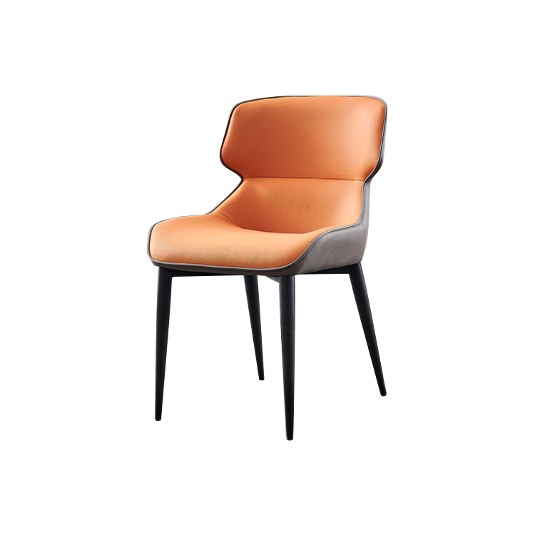 Modern Dining Room Chair Faux Leather and Metal Side Chair for Home