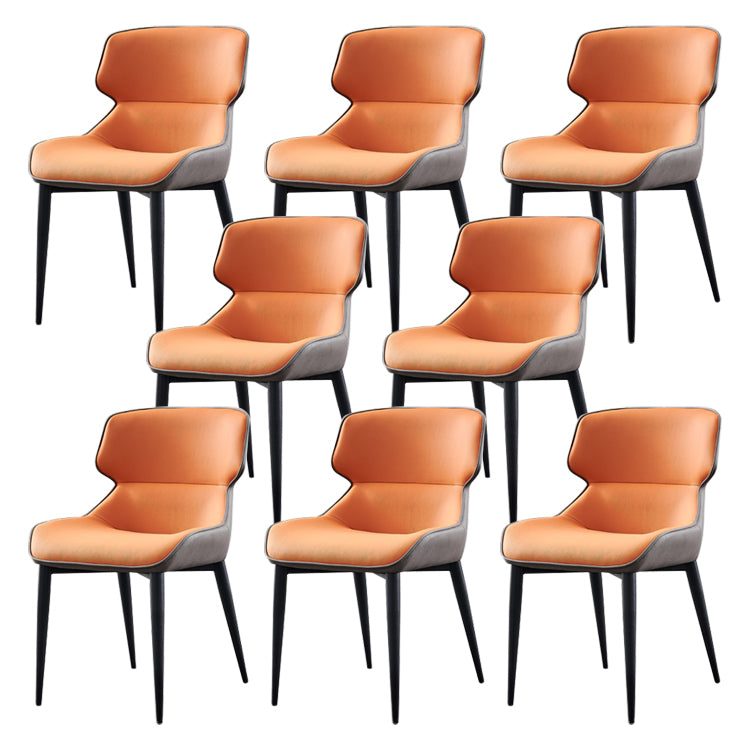 Modern Dining Room Chair Faux Leather and Metal Side Chair for Home