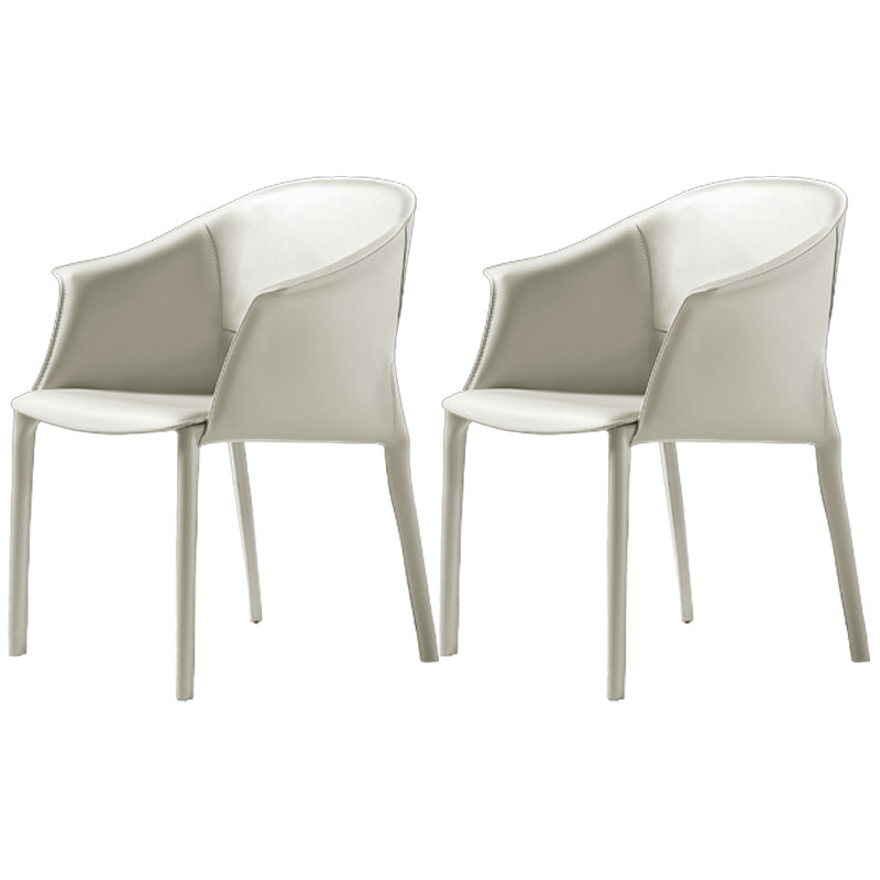 Leather Modern Home Side Chair with Arms Matte Finish Dining Chair