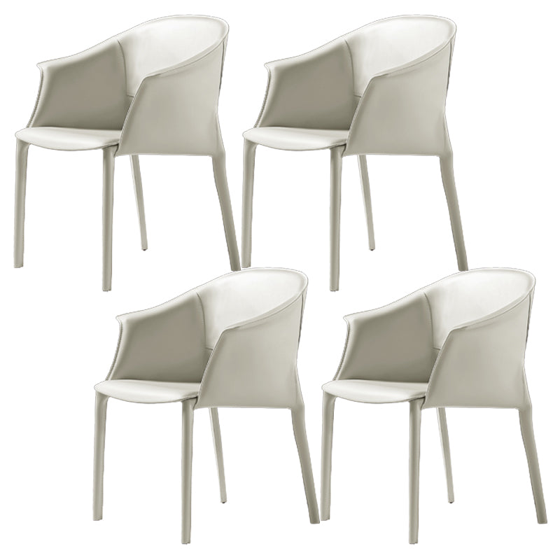 Leather Modern Home Side Chair with Arms Matte Finish Dining Chair