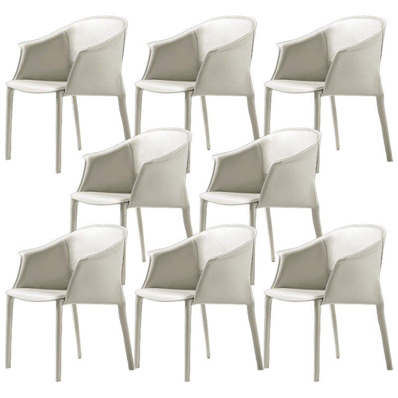 Leather Modern Home Side Chair with Arms Matte Finish Dining Chair