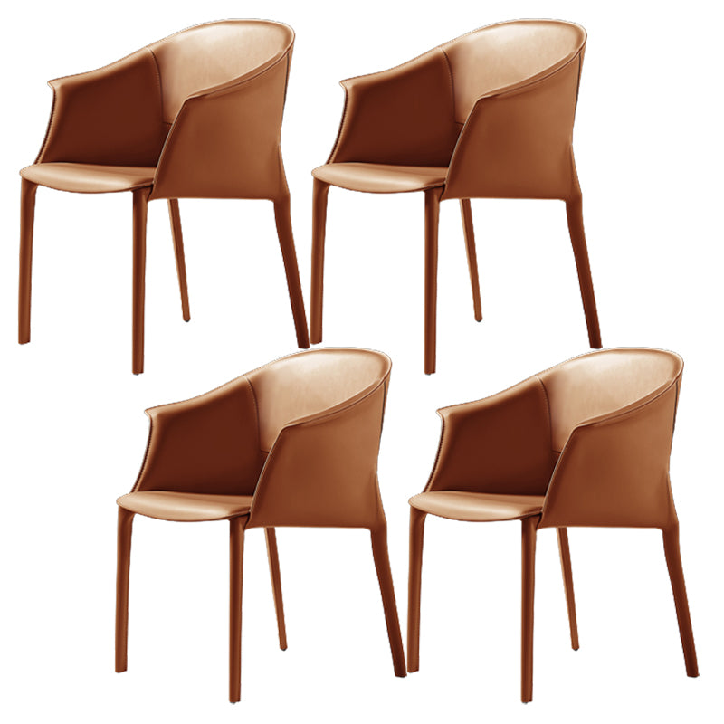 Leather Modern Home Side Chair with Arms Matte Finish Dining Chair
