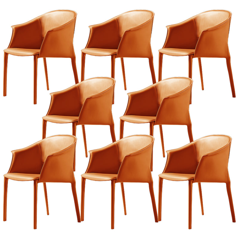 Leather Modern Home Side Chair with Arms Matte Finish Dining Chair