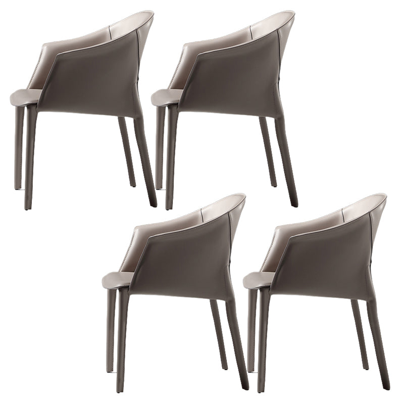 Leather Modern Home Side Chair with Arms Matte Finish Dining Chair