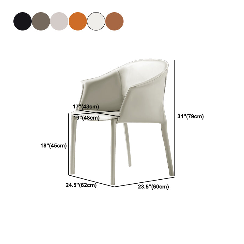 Leather Modern Home Side Chair with Arms Matte Finish Dining Chair