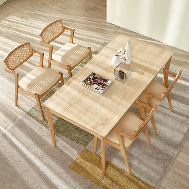 Traditional Dining Accent Chair Solid Wood and Faux Leather Arm Chair