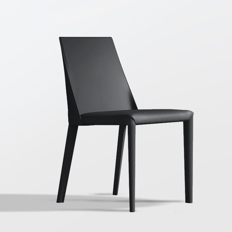 Matte Finish Modern Indoor Chair Faux Leather Solid Back Dining Chair