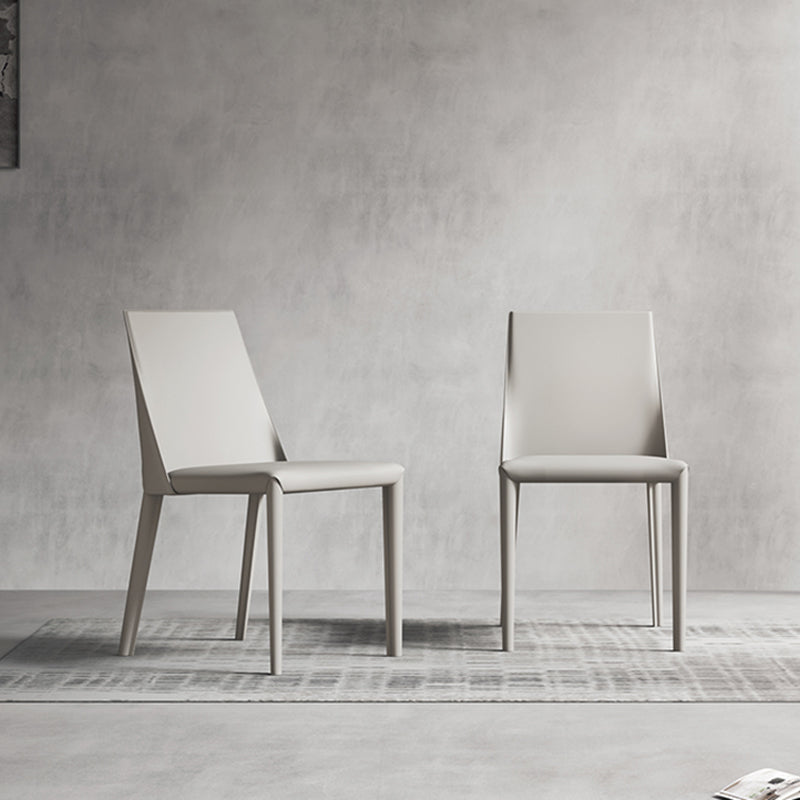 Matte Finish Modern Indoor Chair Faux Leather Solid Back Dining Chair