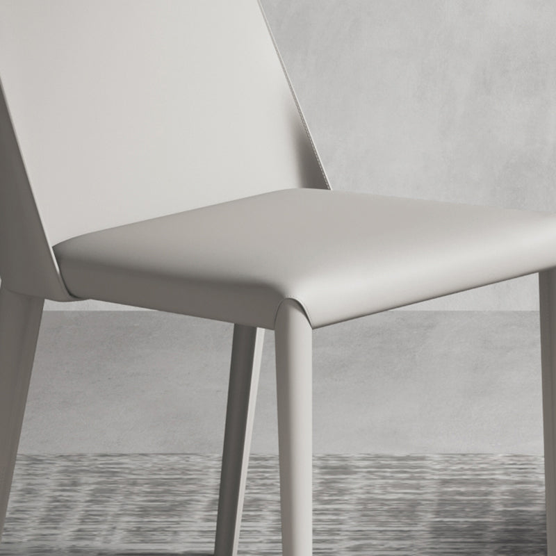 Matte Finish Modern Indoor Chair Faux Leather Solid Back Dining Chair