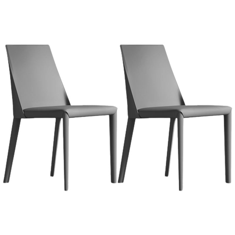 Matte Finish Modern Indoor Chair Faux Leather Solid Back Dining Chair