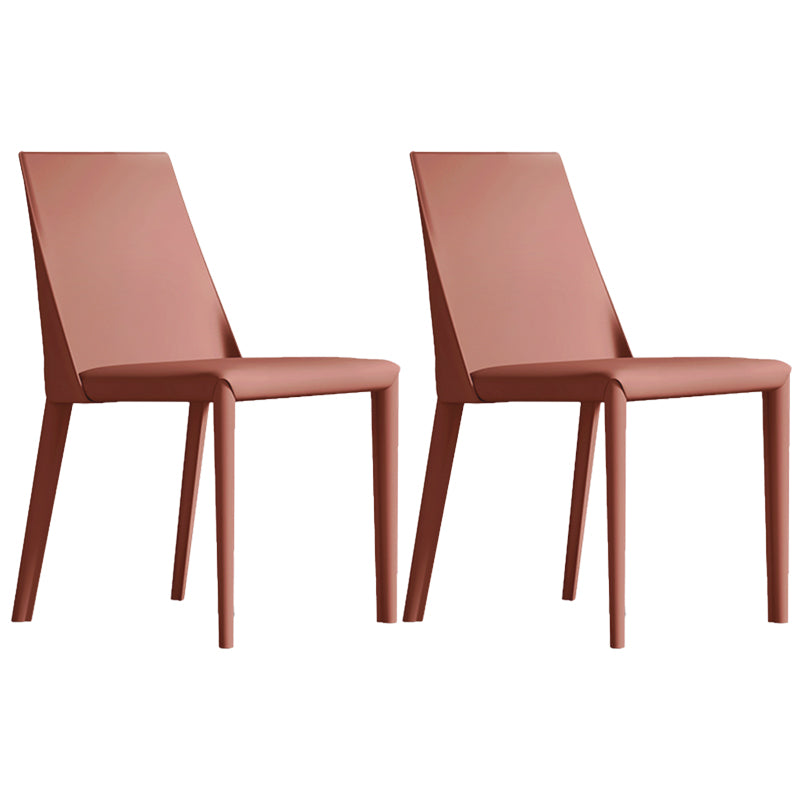 Matte Finish Modern Indoor Chair Faux Leather Solid Back Dining Chair