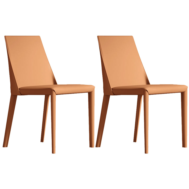 Matte Finish Modern Indoor Chair Faux Leather Solid Back Dining Chair
