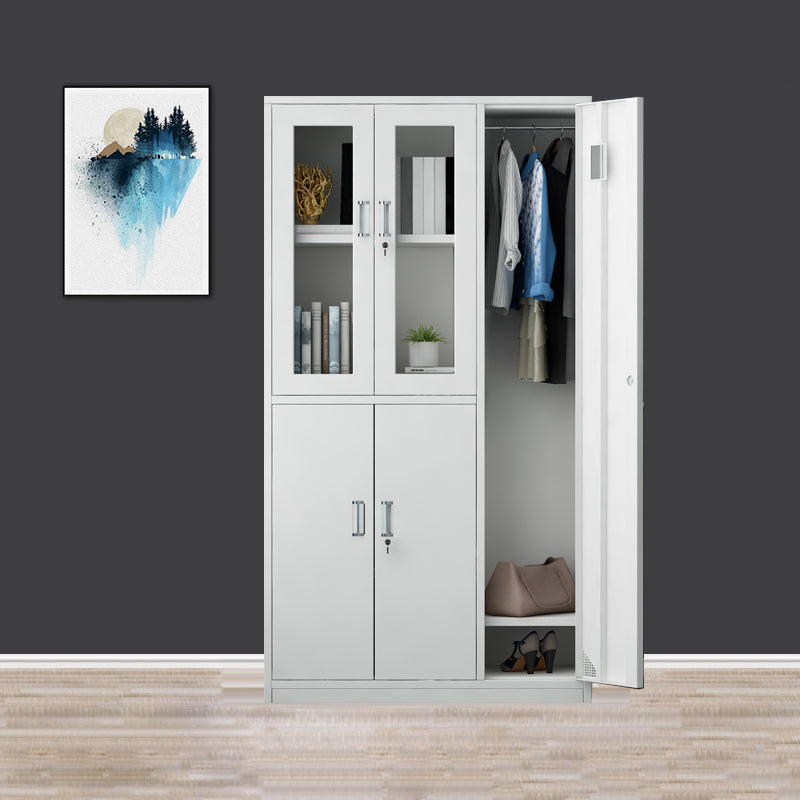 Metal Contemporary Indoor Cabinet Grey Hinged Door Storage Cabinet
