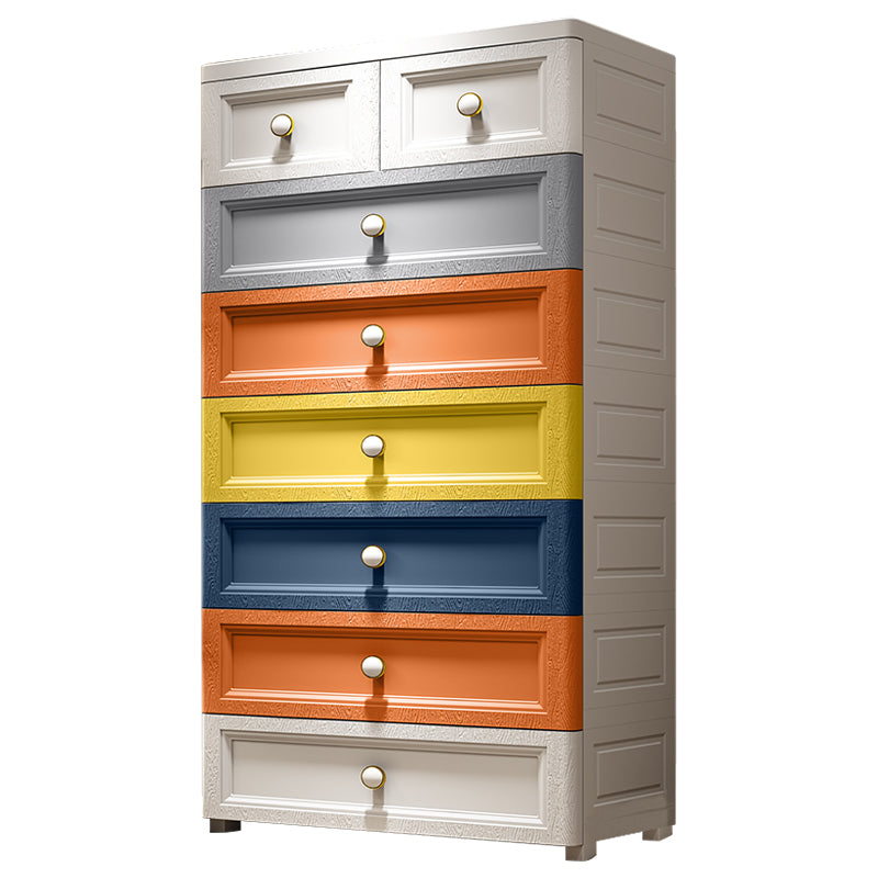 Plastic Storage Cabinet Contemporary Wardrobe Cabinet with Drawer for Home