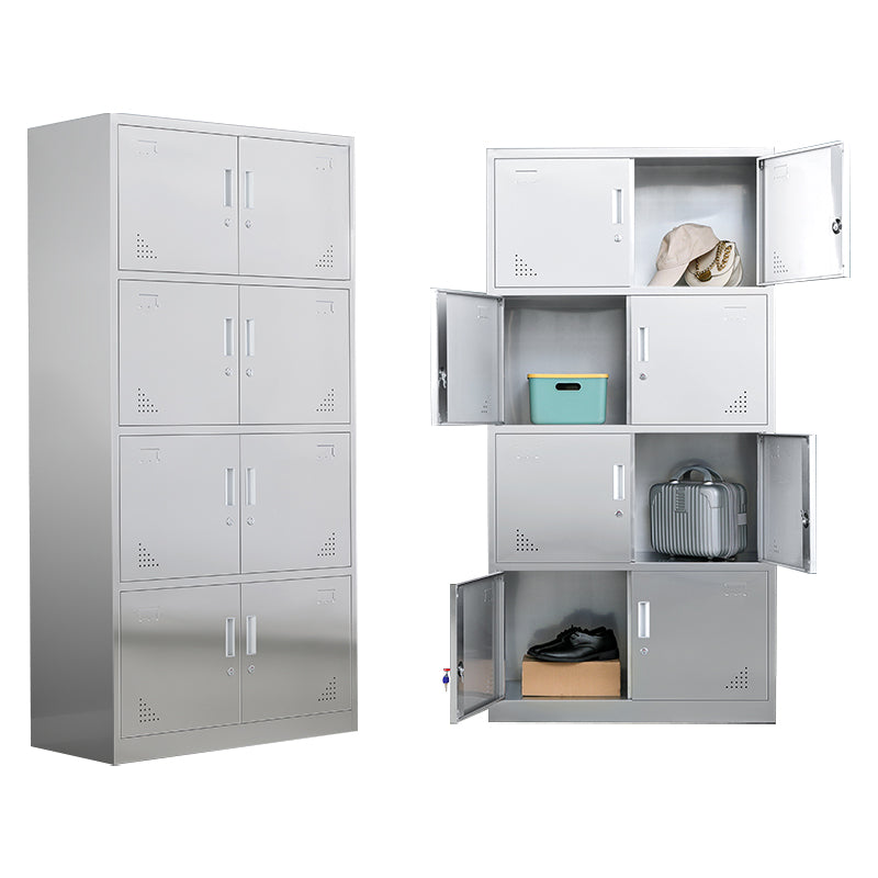 Metal Industrial Cabinet with Hinged Door Gray Steel Storage Cabinet for Bathroom