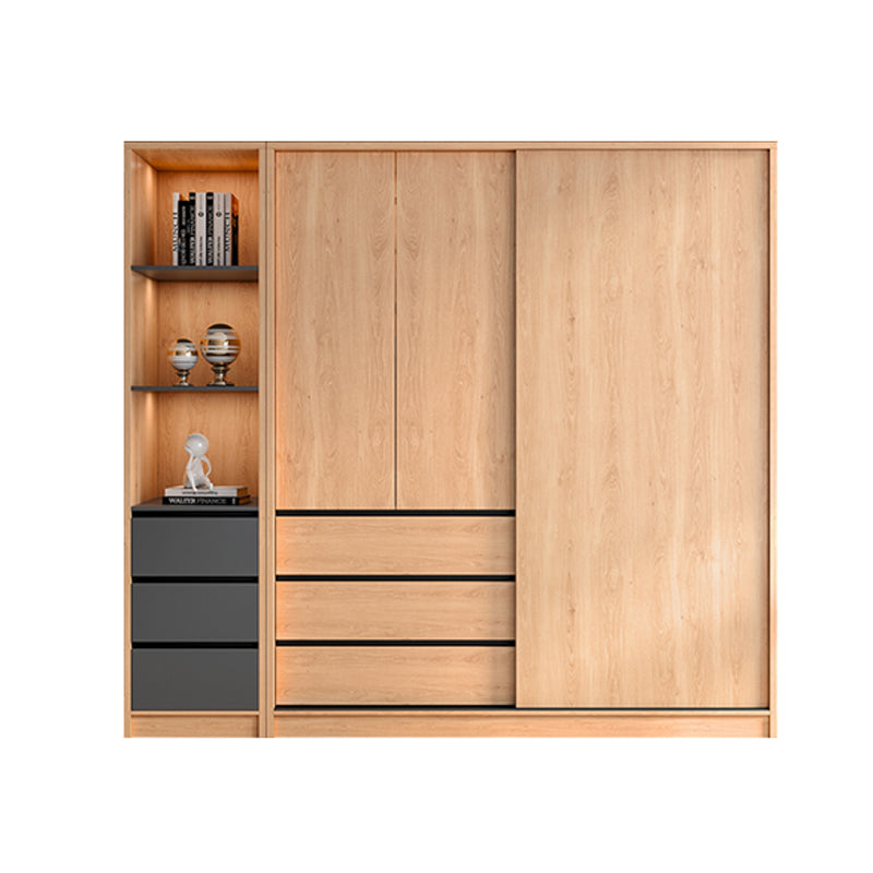 Engineered Wood Wardrobe Armoire with Drawer Contemporary Wardrobe Closet