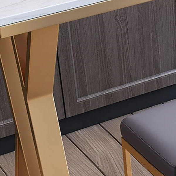 Glam 1/3/5/7 Pieces Bar Table Set Rectangle Stone Counter Table with Stools for Kitchen