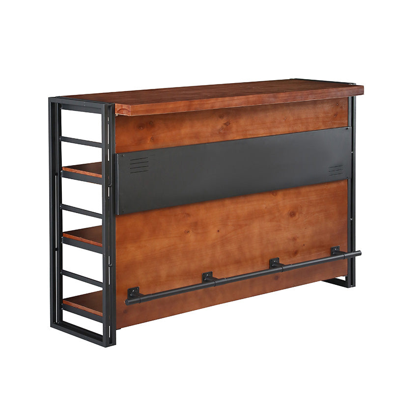 Industrial 1/2/3 Pieces Counter Height Set Rectangle Solid Wood Pub Table Set