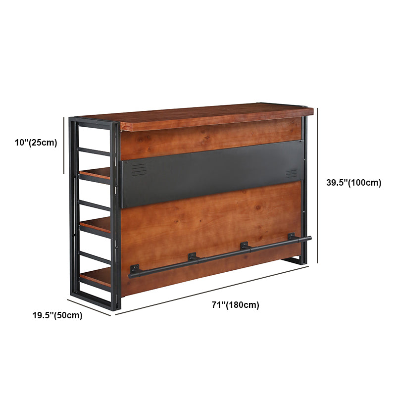 Industrial 1/2/3 Pieces Counter Height Set Rectangle Solid Wood Pub Table Set