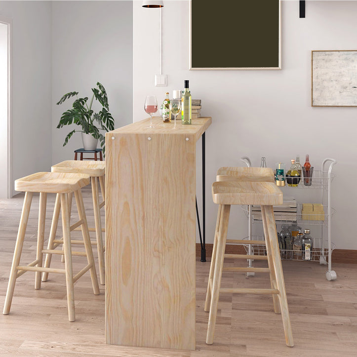 Industrial Rectangular Pub Table Set 1/5 Pieces Wooden Counter Table with Backless Stools