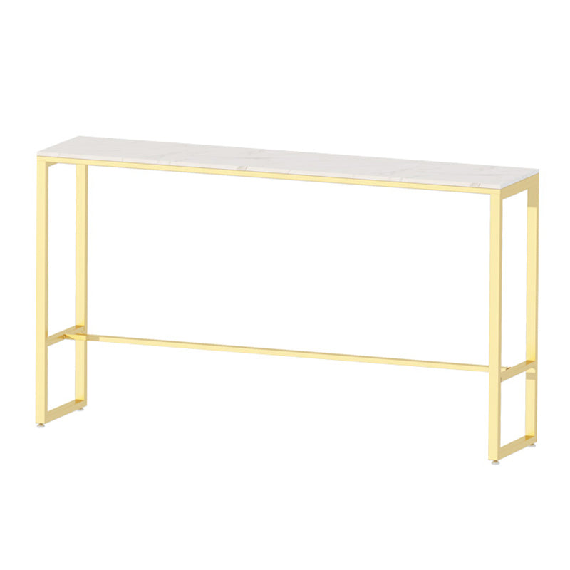 Glam 1/4 Pieces Bar Table Set Rectangle Stone Counter Table with High Stools for Kitchen