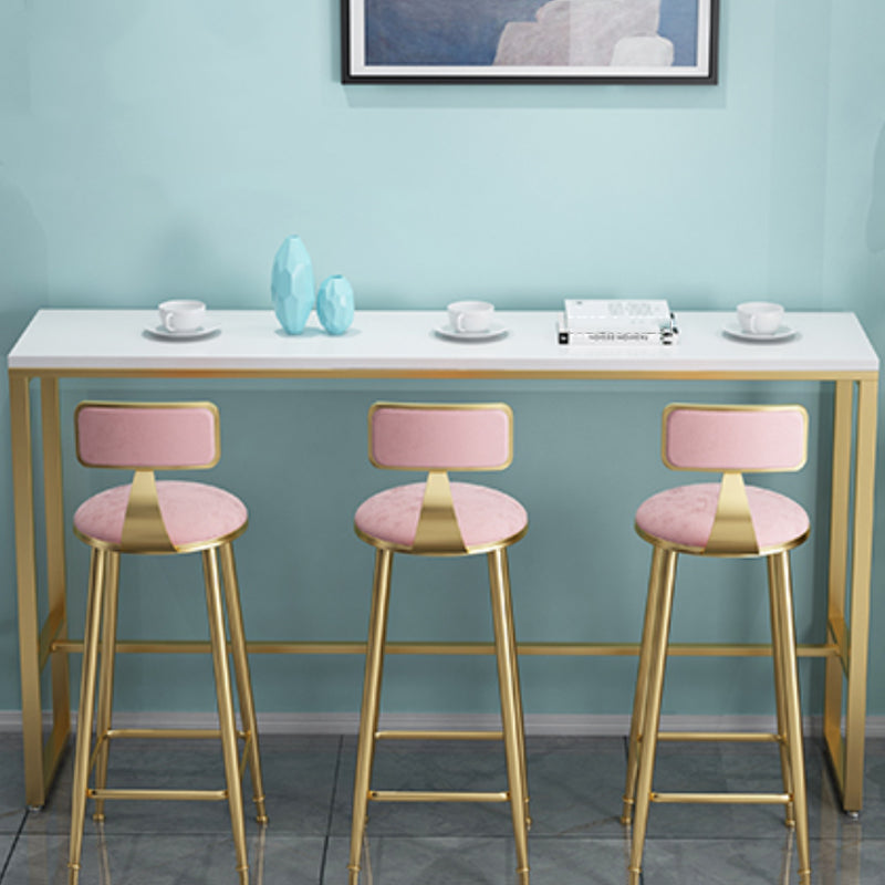 Glam 1/4 Pieces Bar Table Set Rectangle Stone Counter Table with High Stools for Kitchen