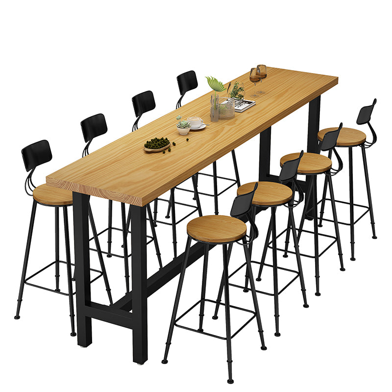 Modern Style 1/9 Pieces Bar Table Set Rectangle Pine Wood Counter Table for Cafe