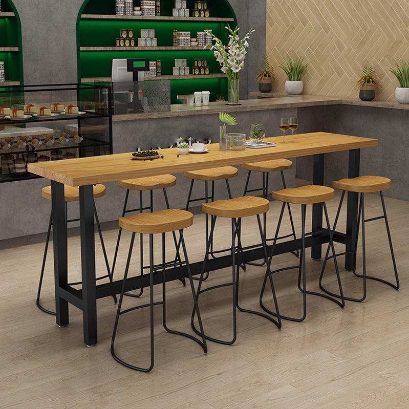 Modern Style 1/9 Pieces Bar Table Set Rectangle Pine Wood Counter Table for Cafe