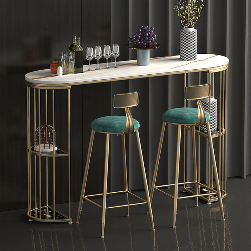 Glam Oval Indoor Counter Set 1/2/3 Pieces Double Pedestal Bar Pub Table Set