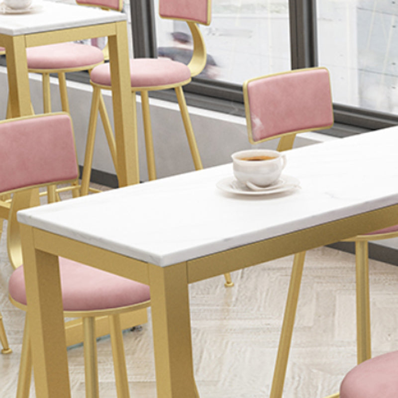 Glam Bar Table Set 1/5/9 Pieces Rectangle Stone Counter Table with Stools for Living Room