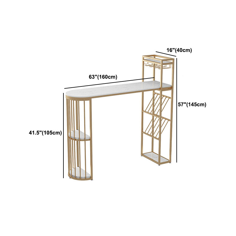 Glam 1/2/3 Pieces Bar Table Set Rectangle Bar Table with Metal High Stools for Home