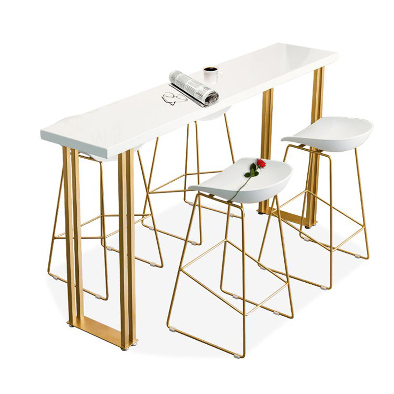 Glam Bar Table Set 1/2/3/5 Pieces Rectangle Bar Table with High Metal Stools