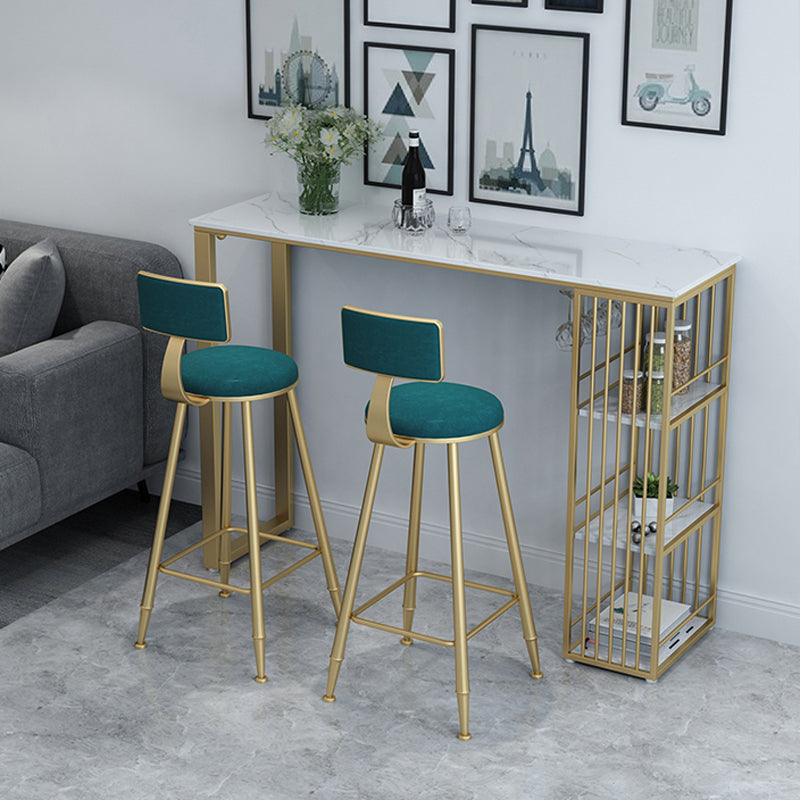 Glam 1/3/5 Pieces Bar Table Set Rectangle Stone Counter Table with Stools for Living Room