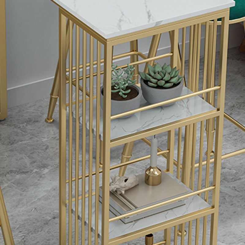 Glam 1/3/5 Pieces Bar Table Set Rectangle Stone Counter Table with Stools for Living Room