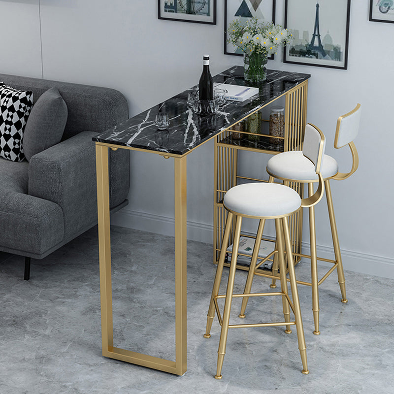 Glam 1/3/5 Pieces Bar Table Set Rectangle Stone Counter Table with Stools for Living Room