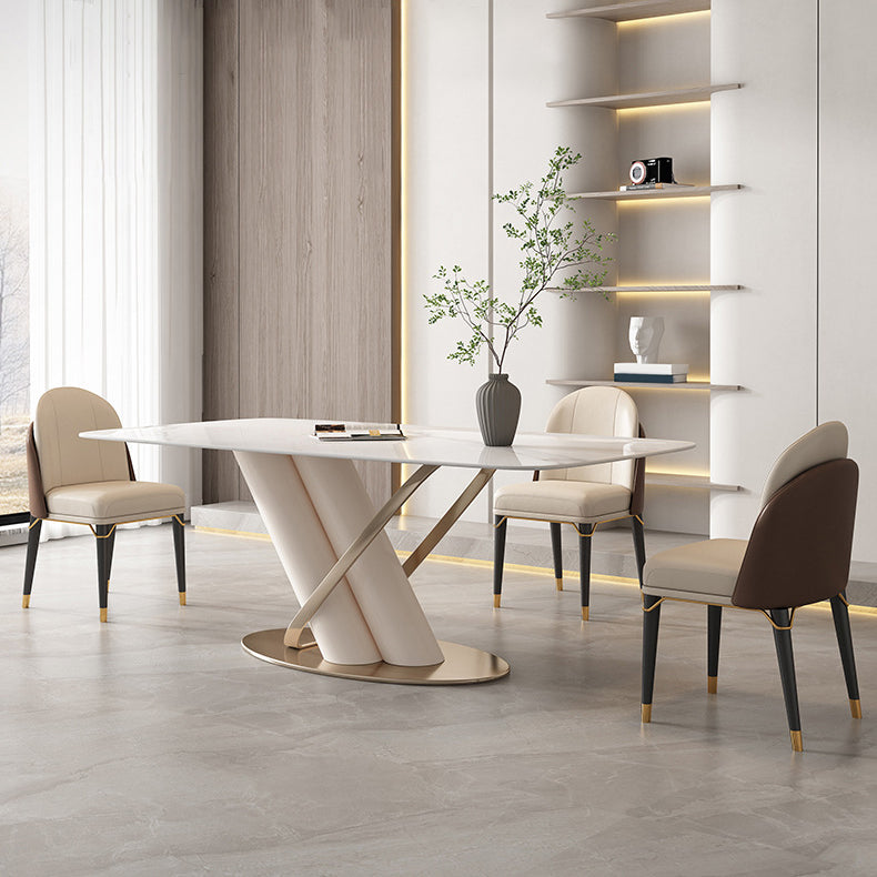 Contemporary Rectangle Sintered Stone Dining Table Set 1/4/5/7 Pieces Dining Set