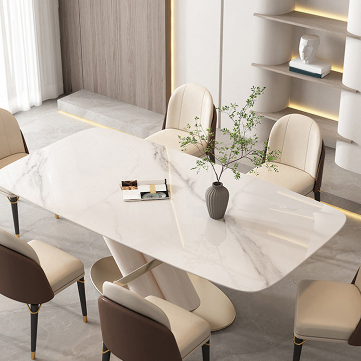 Contemporary Rectangle Sintered Stone Dining Table Set 1/4/5/7 Pieces Dining Set