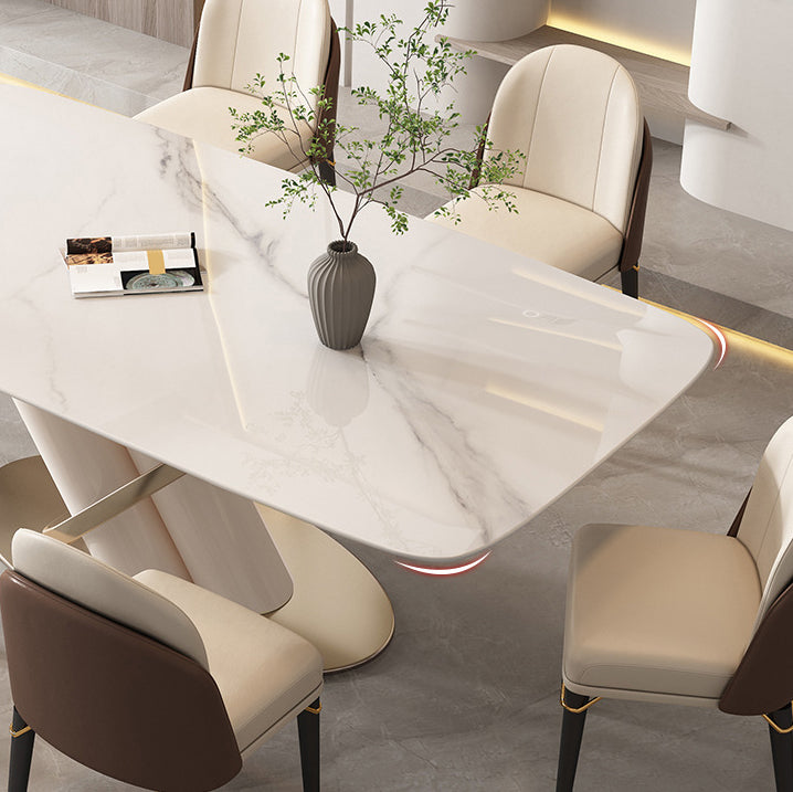 Contemporary Rectangle Sintered Stone Dining Table Set 1/4/5/7 Pieces Dining Set