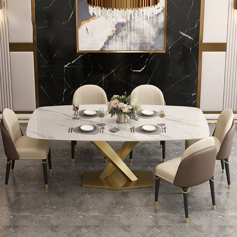 Glam Rectangle 1/4/5/6/7 Pieces Dinette Set Indoor White and Gold Dining Set