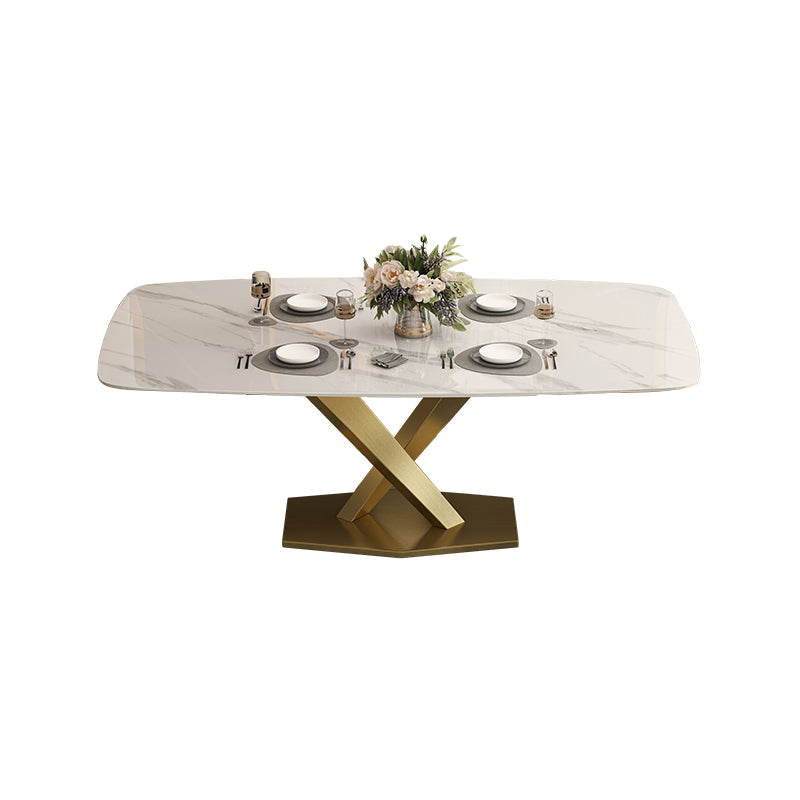 Glam Rectangle 1/4/5/6/7 Pieces Dinette Set Indoor White and Gold Dining Set