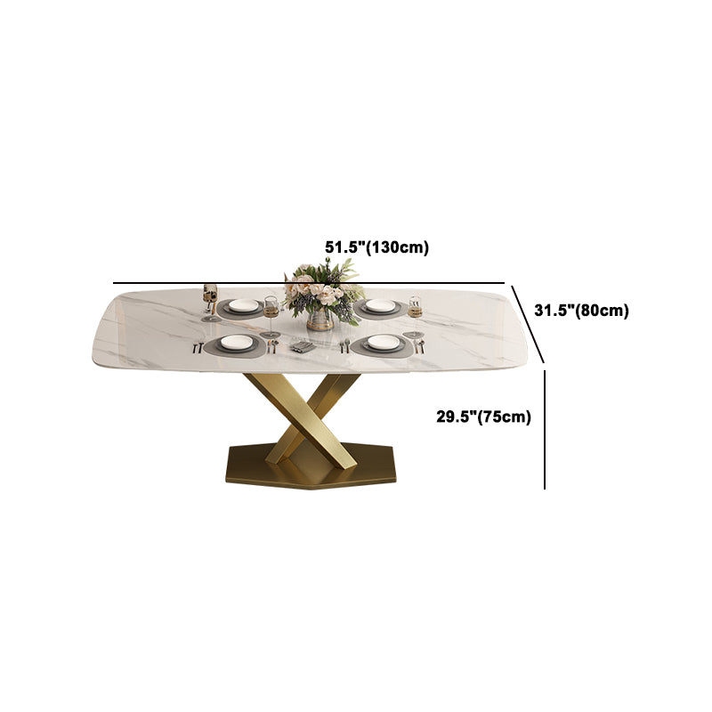 Glam Rectangle 1/4/5/6/7 Pieces Dinette Set Indoor White and Gold Dining Set