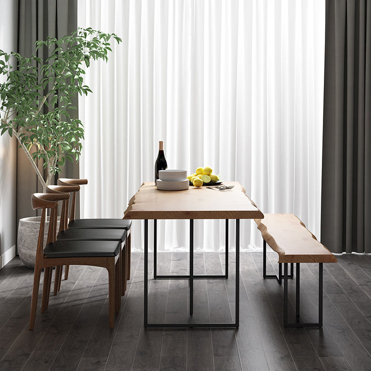 Modern 1/5 Pieces Dining Set Rectangle Pine Wood Dining Table for Cafe