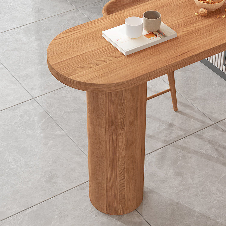 Wood Bar Dining Table Contemporary Double  Pedestal Bar Table